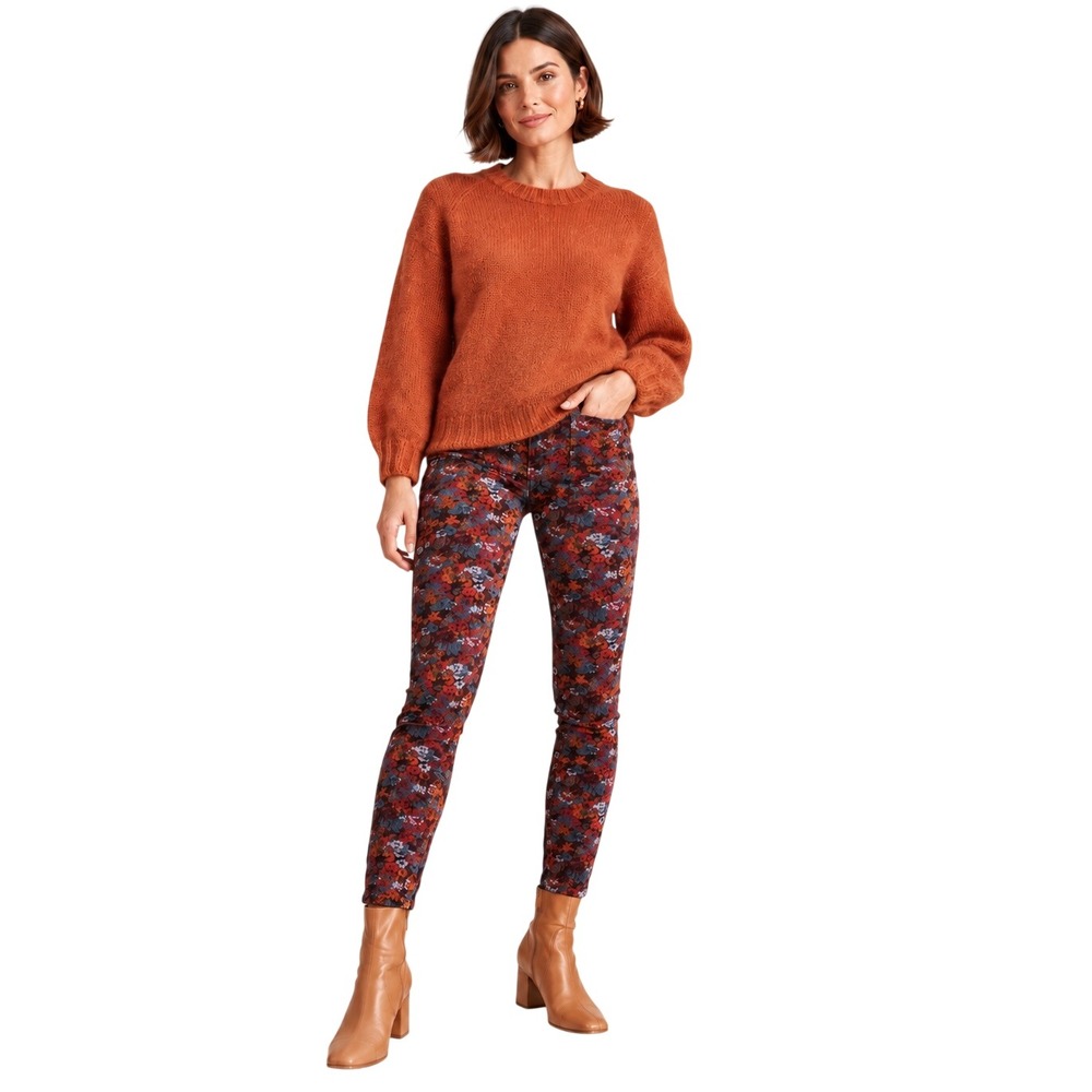 Pilcro Anthropologie Serif Floral Corduroy High Rise Skinny Pants 28 Fall